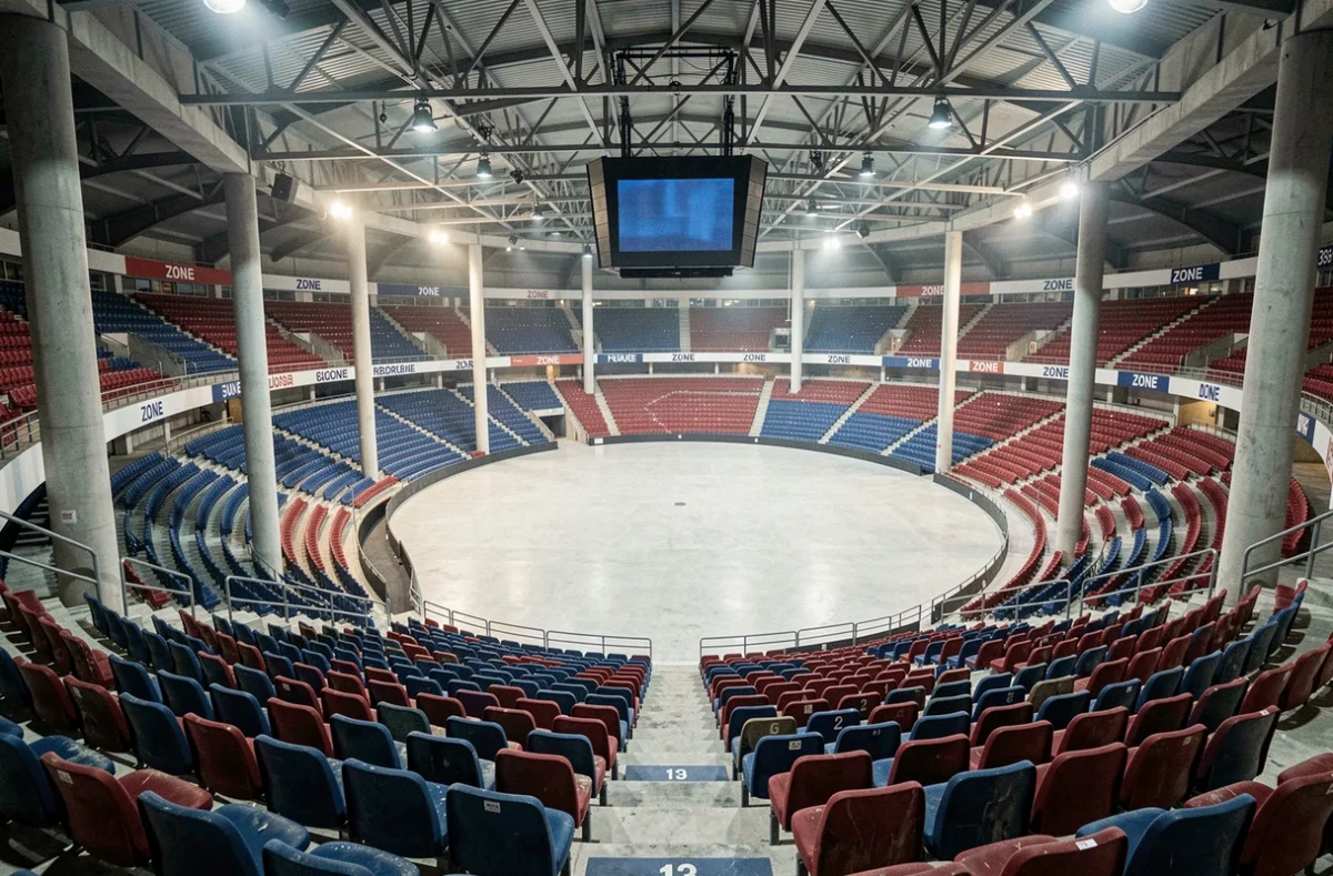 Vue panoramique intérieure de l'Accor Arena Paris depuis les gradins supérieurs montrant les zones de sièges et la scène centrale