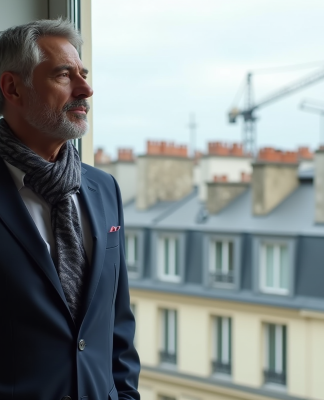 Agent immobilier parisien dans un appartement moderne