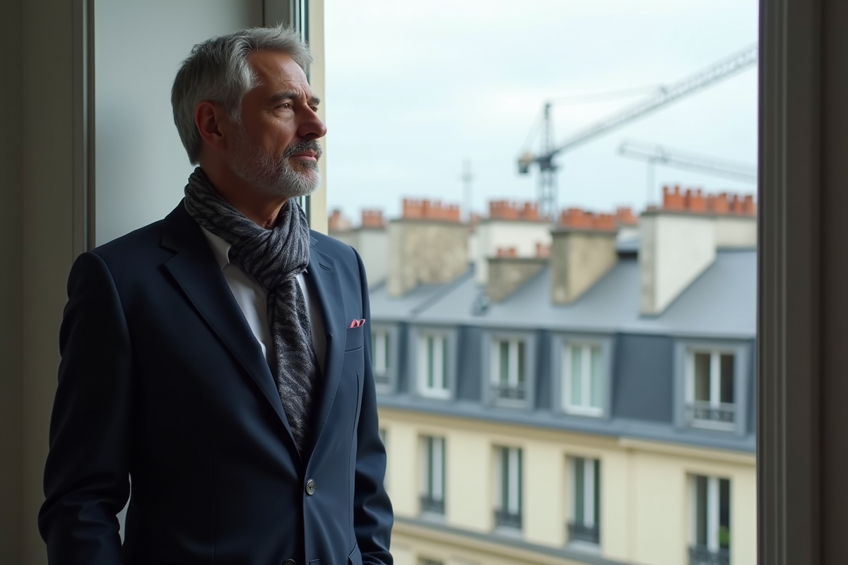 Agent immobilier parisien dans un appartement moderne