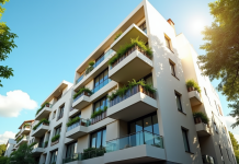 Façade d un immeuble résidentiel moderne en France