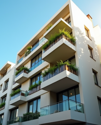 Façade d un immeuble résidentiel moderne en France