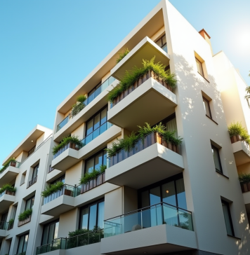 Façade d un immeuble résidentiel moderne en France