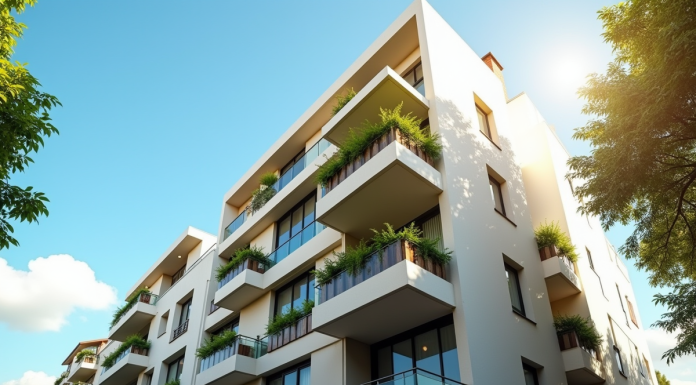 Façade d un immeuble résidentiel moderne en France