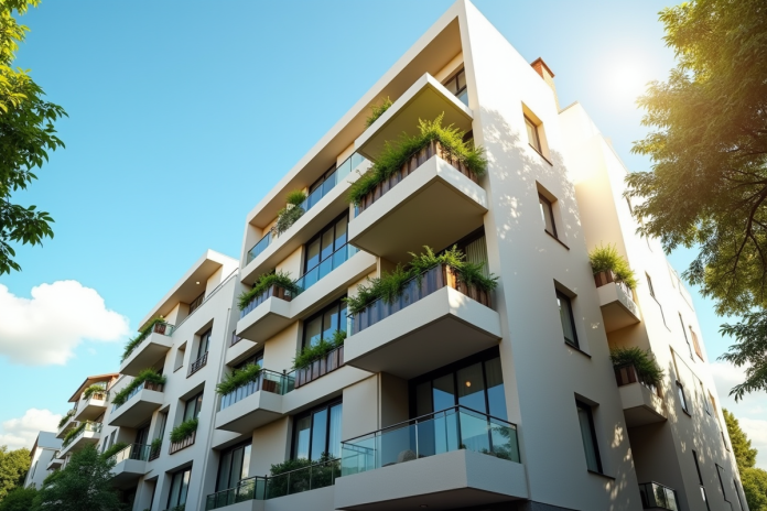 appartement-residentiel-facade Façade d un immeuble résidentiel moderne en France