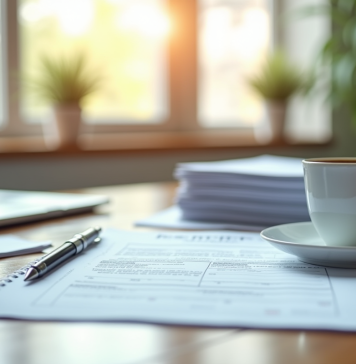 Espace de travail organisé dans un bureau municipal lumineux pour une inscription officielle