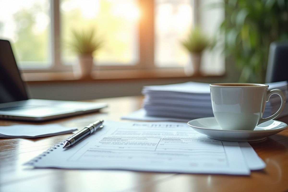 Espace de travail organisé dans un bureau municipal lumineux pour une inscription officielle