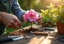 Personne faisant une erreur lors de la propagation de rhododendrons en extérieur