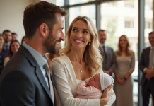 Famille heureuse lors d'une cérémonie civile en mairie