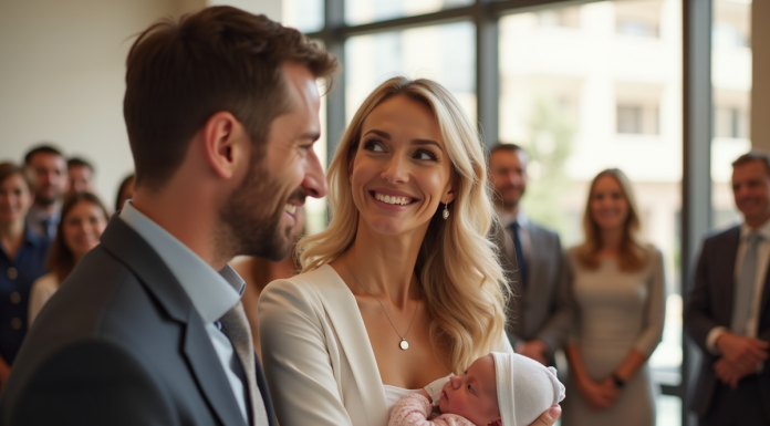 Famille heureuse lors d'une cérémonie civile en mairie
