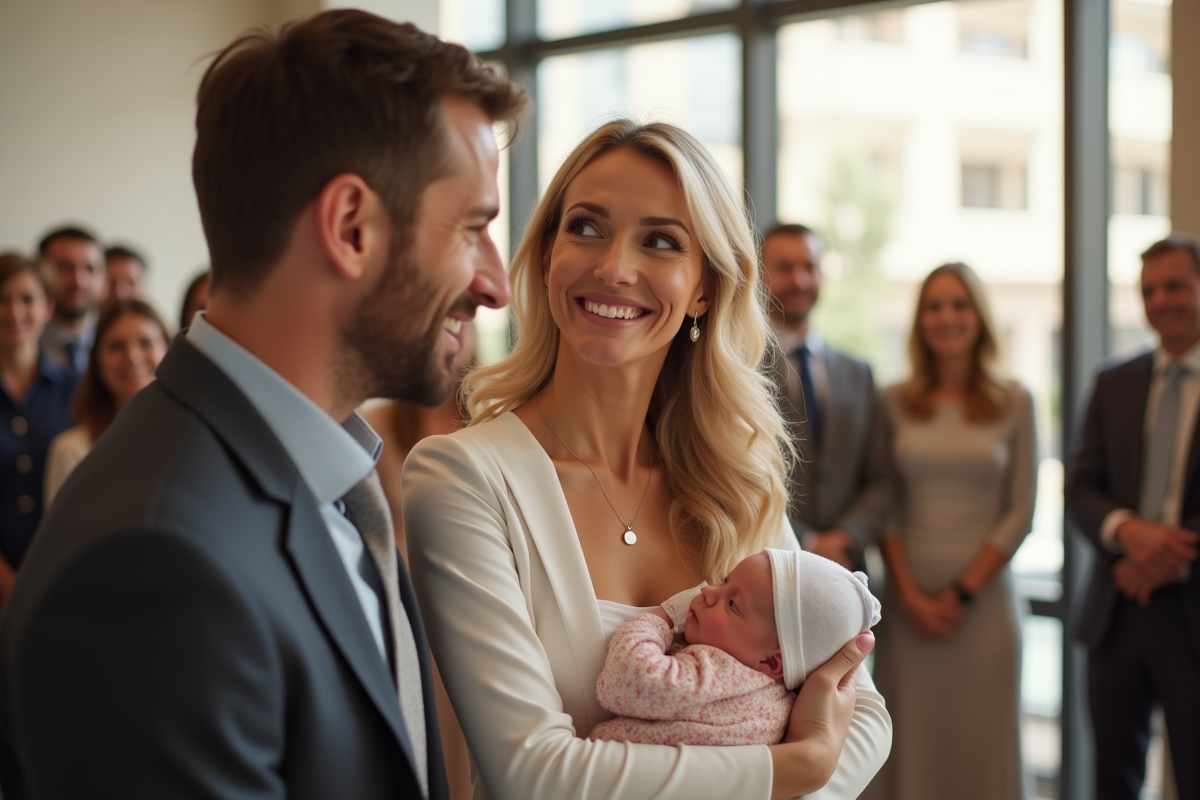 Famille heureuse lors d'une cérémonie civile en mairie