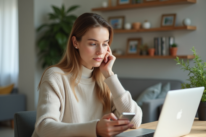 Femme en télétravail dans un espace lumineux