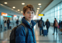 Âge minimum pour voyager seul avec Air France : conditions et détails à connaître Garçon preadolescent confiant dans un aéroport