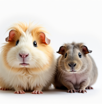 Cochons d'Inde à poil long et sans poil côte à côte