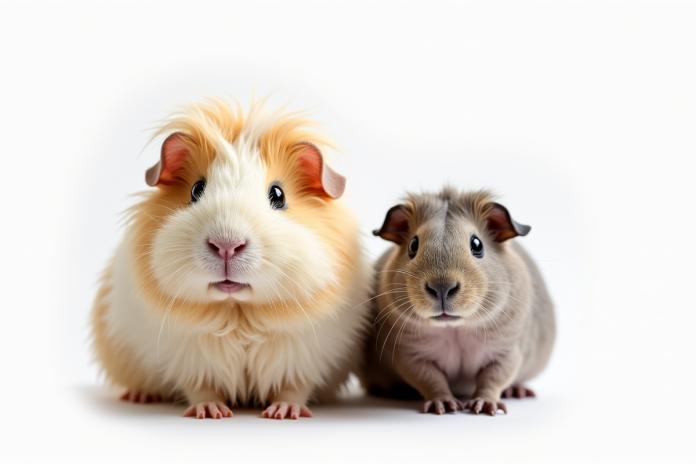 Cochons d'Inde à poil long et sans poil côte à côte