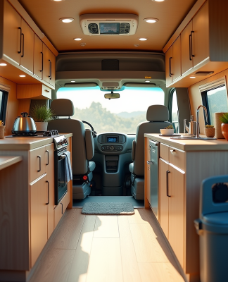 Intérieur bien organisé d'un van de 6m3 avec rangements modulaires