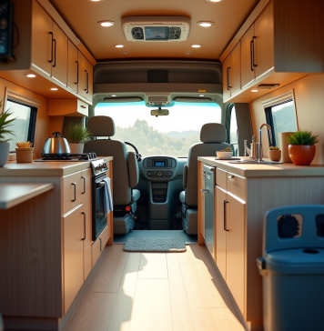 Intérieur bien organisé d'un van de 6m3 avec rangements modulaires