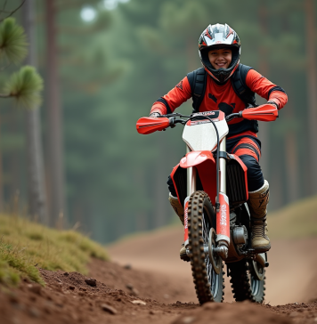 Les cinq meilleures dirt bikes 250 cc pour les amateurs de sensations fortes Jeune homme en motocross dans la forêt avec sa moto 250 cc