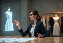 Technologie en mode : façonnant l’avenir du secteur Jeune designer mode avec hologramme de robe innovante