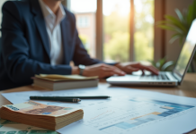 Personne confiante analysant des documents financiers au bureau