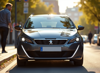 Retour d’expérience : un an avec la Peugeot 308 GT Line automatique Voiture Peugeot 308 GT Line en ville en plein jour