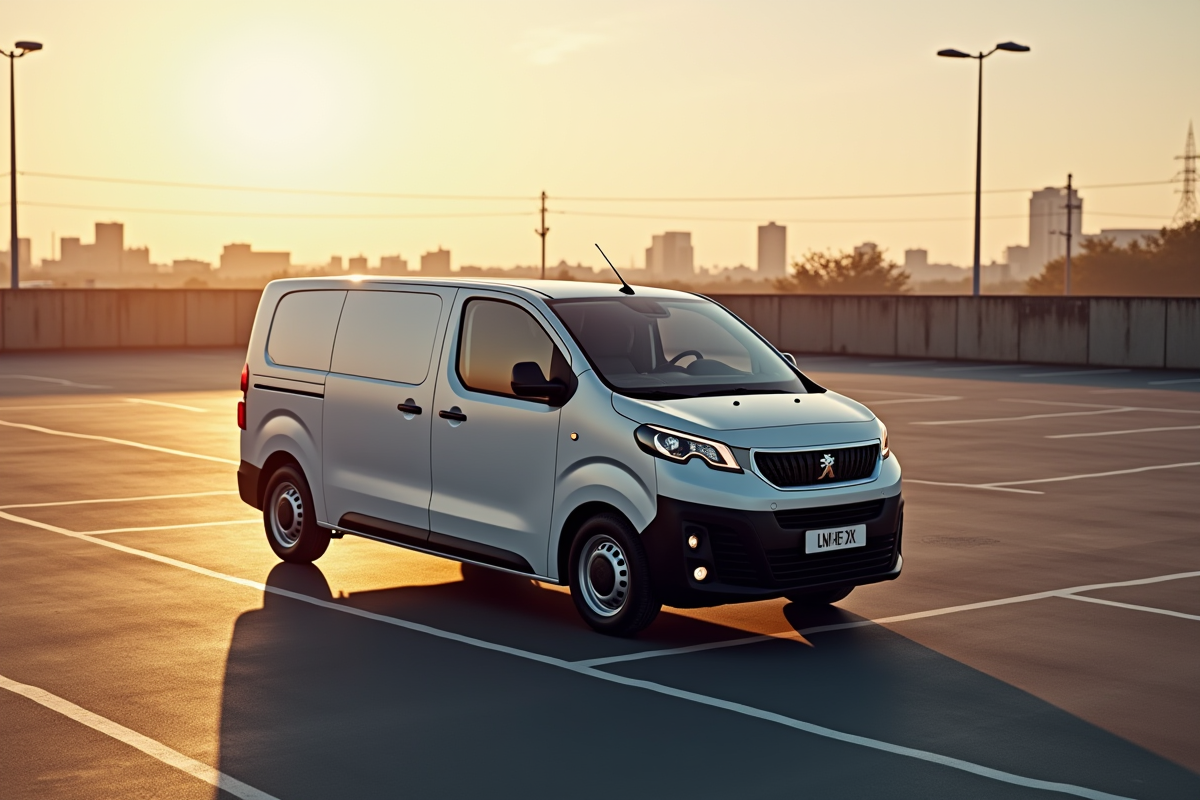 Peugeot Expert dans un parking au coucher du soleil