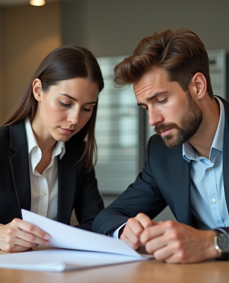Femme et jeune homme en réunion d'affaires