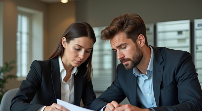 Femme et jeune homme en réunion d'affaires