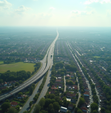 Paysage urbain étendu avec maisons et congestion