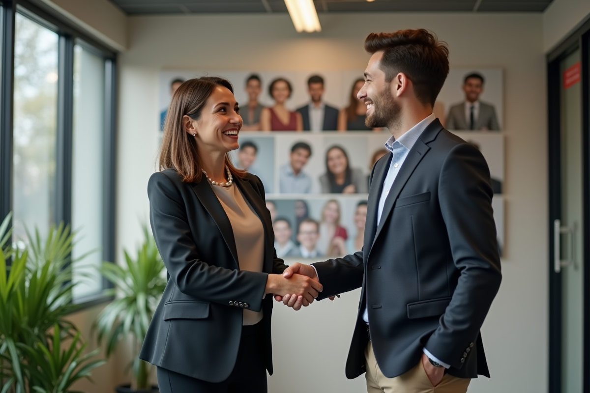 Manager HR serrant la main d